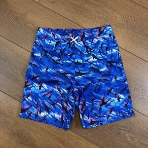 Lands' End NWT Blue Shark Swim Trunks Shorts Swimsuit Sz L